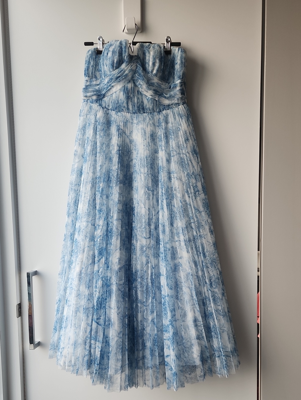 Hutch Anthropologie Corene Strapless Floral Tulle A-Line Dress Gown